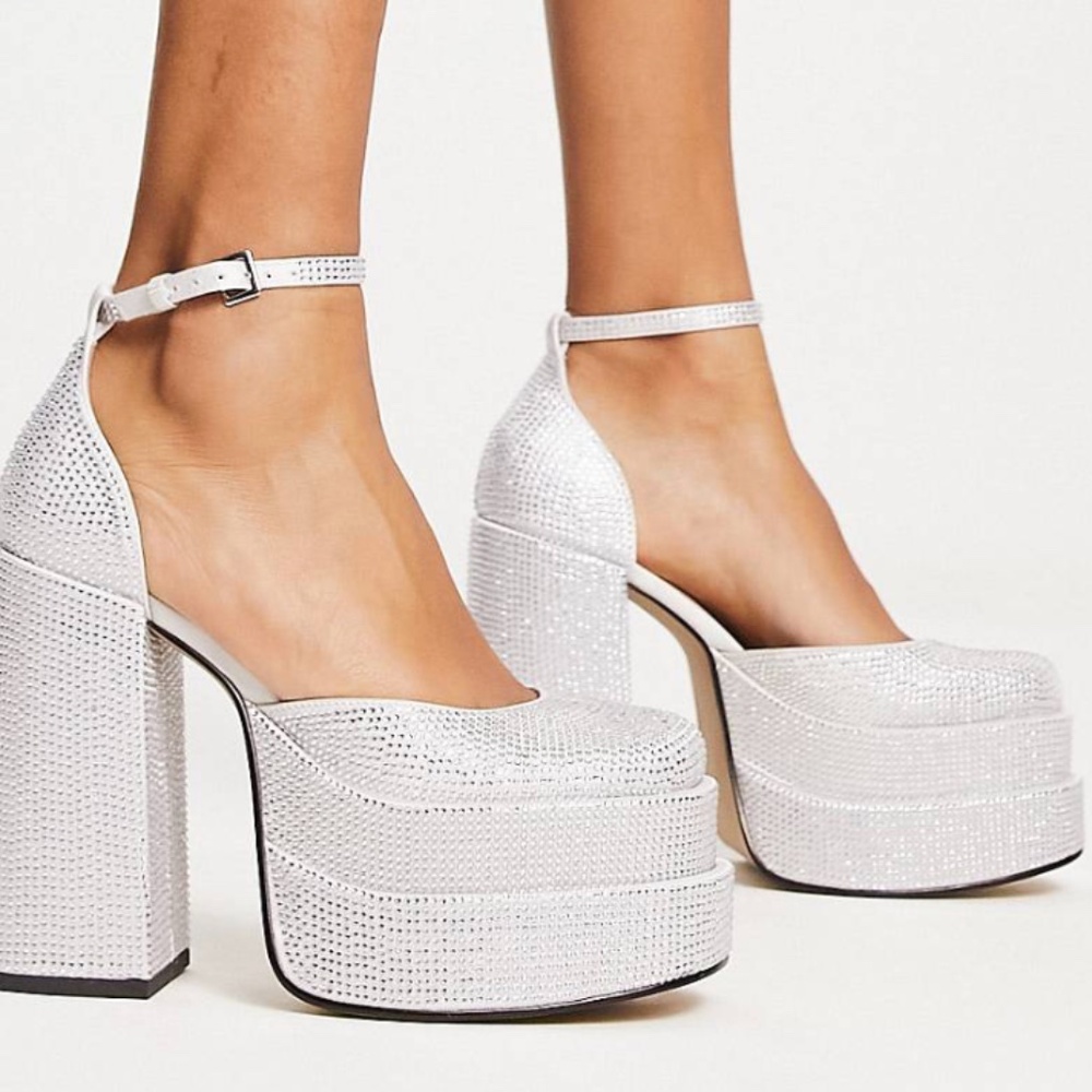 Steve Madden Charlize Rhinestones Block Heel Women's Size 6.5